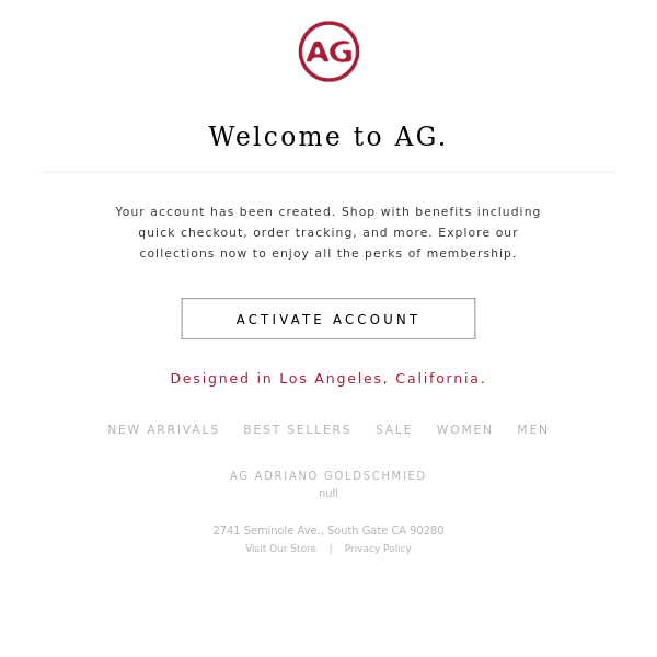 Your AG account has been created