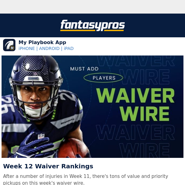 Week 12's Top Waiver Wire Targets 🏈🎯