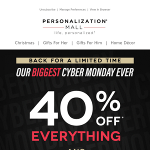 40% Off EVERYTHING | Back By Popular Demand