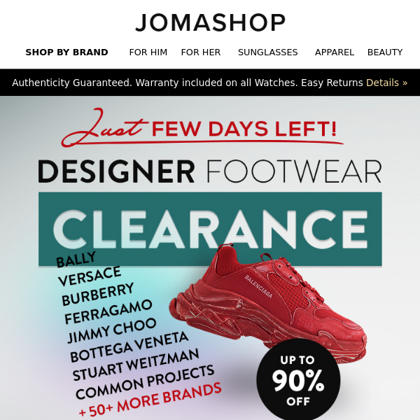 LAST CHANCE: 🔴 CLEARANCE 🔴 DESIGNER FOOTWEAR SALE (Up to 90% OFF)