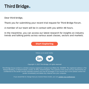 Your request with Third Bridge