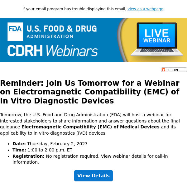 Webinar Reminder: Electromagnetic Compatibility of IVD Devices