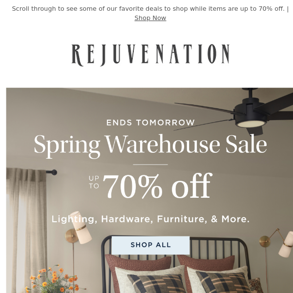 Our huge Spring Warehouse Sale ends tomorrow, so now is your chance to save