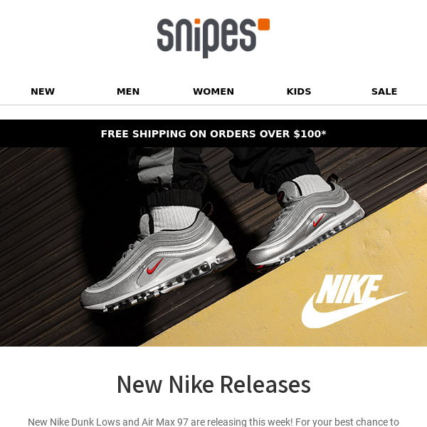 🚨 Release Alert: Nike Dunk Lows and Air Max 97 - Snipes