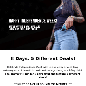 Promo Going on Now! 8 Days of Sales Featuring 5 Different Deals!