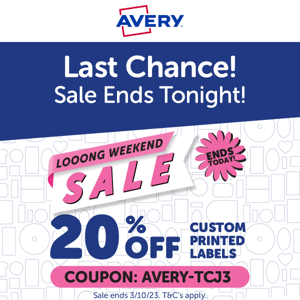 Hurry - Last Day - 20% Off Custom Printed Label Sale