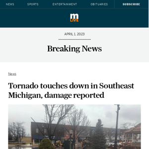 Tornado touches down in Southeast Michigan, damage reported