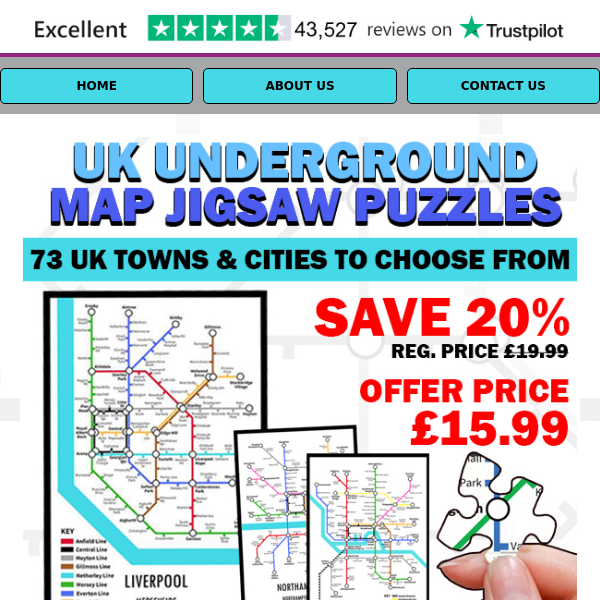 20% OFF! 73 UK towns and cities as ‘Underground’ maps!!!!