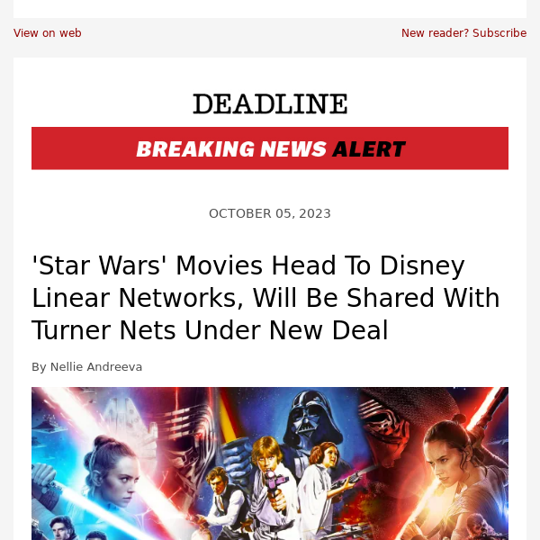 Star Wars' Movies Head To Disney Linear Networks, Shared With