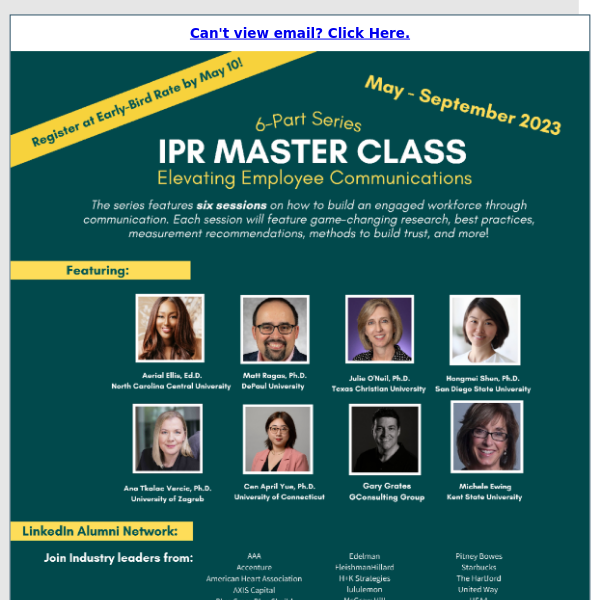 Join the IPR Master Class Alumni Network 🎓✨ Register for IPR Master Class on Employee Comms 