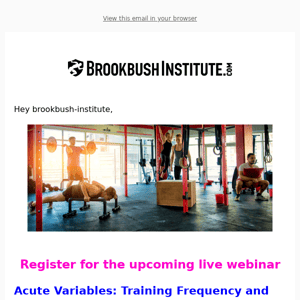 FREE WEBINAR FRIDAY: Training frequency and recovery