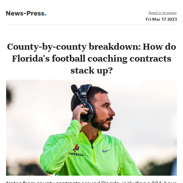 News alert: County-by-county breakdown: How do Florida's high school football coaching contracts stack up?