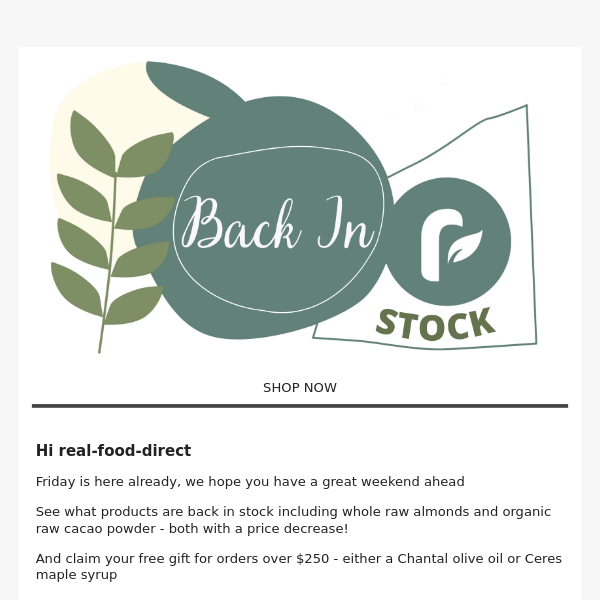 Real Food Direct ... BACK IN STOCK