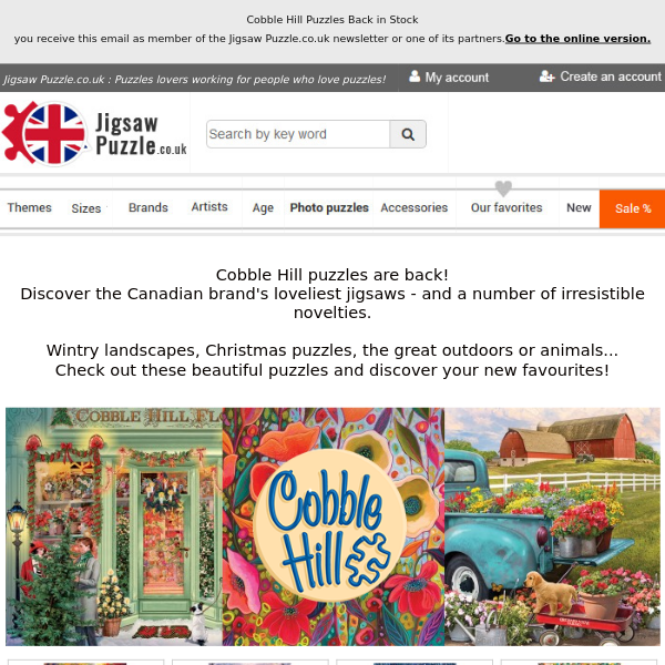 Cobble Hill Puzzles Back in Stock