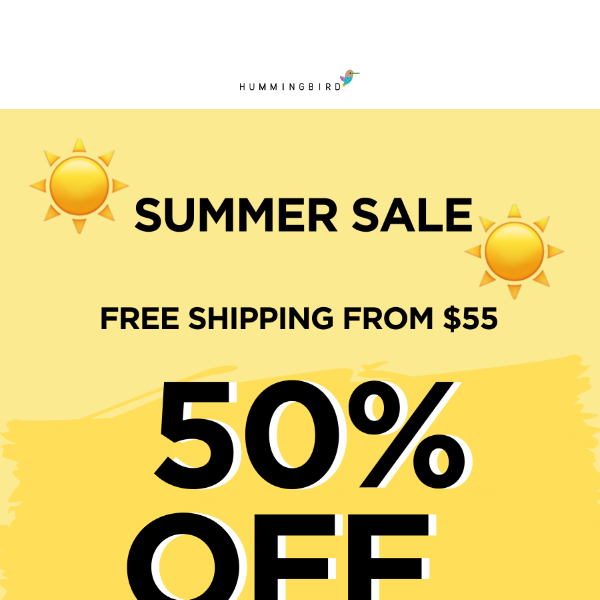 50% OFF STOREWIDE | SUMMER SALE 💛