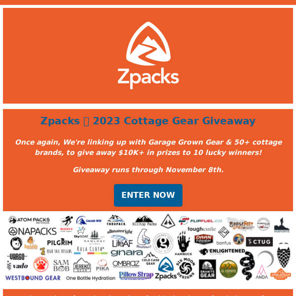 Zpacks 🤝 2023 Cottage Gear Giveaway