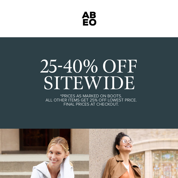 25-40% off SITEWIDE