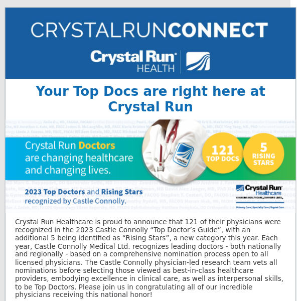 The Latest News for You from Crystal Run Healthcare!
