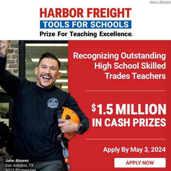 Celebrating Trades Teachers with $1.5 Million in Cash Prizes!