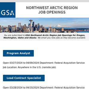 New/Current Job Opportunities in the GSA Northwest Arctic Region