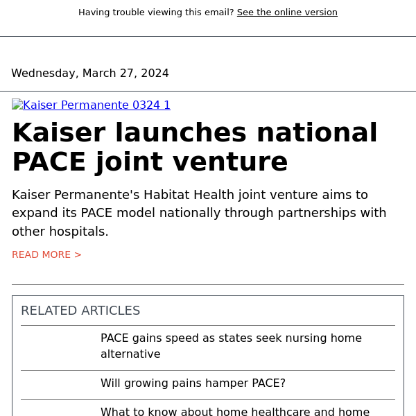 Kaiser launches national PACE joint venture