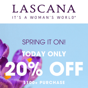 Spring it on! Get 20% off your purchase today