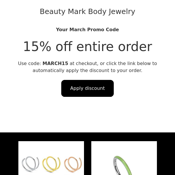 Don't forget - Your March Promo Code