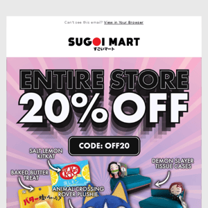 20% OFF the entire store! 🙌