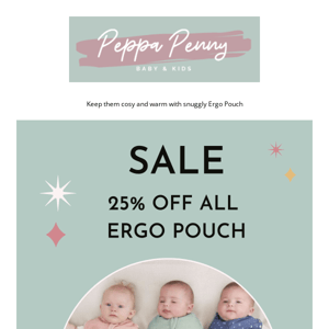 25% off All ERGO POUCH - Sleep cocoons , Sleep Onesies and Jersey Bags