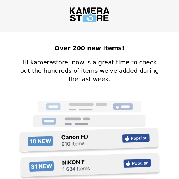Over 200 newly added items - check them out! - Kamerastore