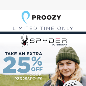 Get a Spyder jacket now and save 25% PLUS get free shipping!