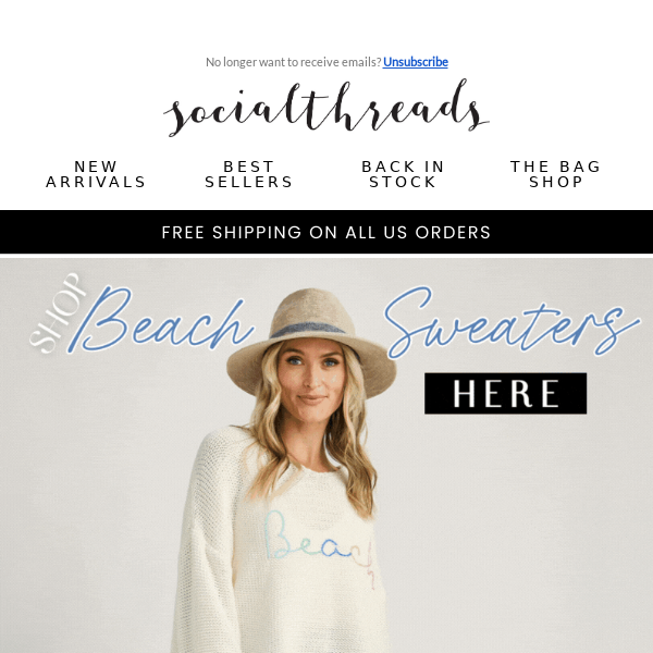 All you need is sandy toes, a sun-kissed nose, & BEACH SWEATERS! 🏝️