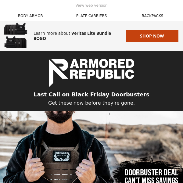 🏹🏹 LAST CALL on Body Armor DOORBUSTERS