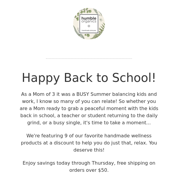 Happy Back to School! Sale Ends Thursday