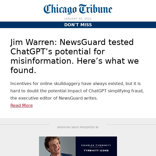 Jim Warren: NewsGuard tested ChatGPT’s potential for misinformation. Here’s what we found.