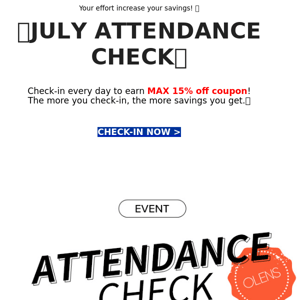 15% Coupon🎁Start 15 days Attendance Challenge💪