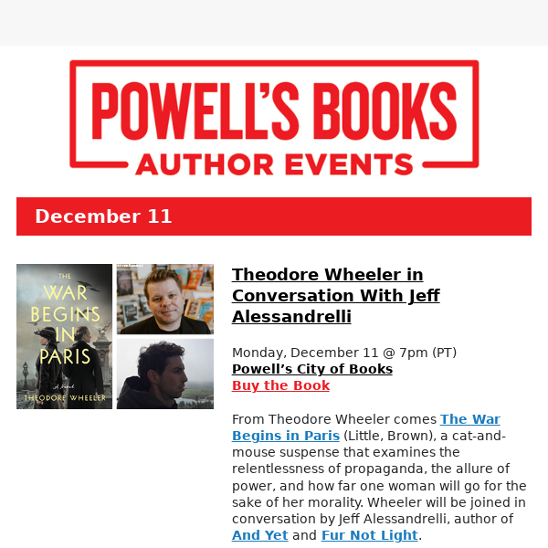 Powell’s Author Events: Henry Winkler, Theodore Wheeler, and Benjamin Weber