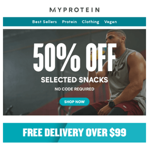 50% OFF PROTEIN SNACKS