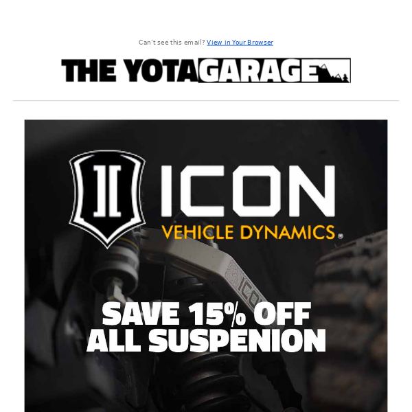 Save 15% OFF ICON Vehicle Dynamics at TheYotaGarage!