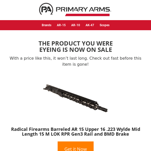 💲 Price drop! Radical Firearms Barreled AR 15 Upper 16 .223 Wylde Mid Length 15 M LOK RPR Gen3 Rail and BMD Brake is now on sale… 💲