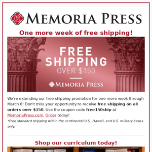 We're extending free shipping!