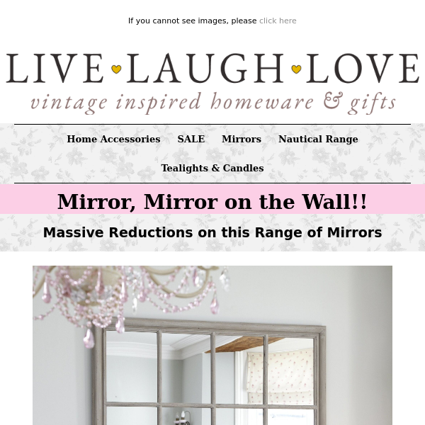 Our Mirror Sale.... Many reductions save 50%