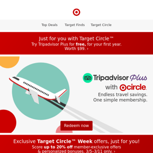 Circle Week offer: free $99 Tripadvisor Plus 1-year membership 🙌