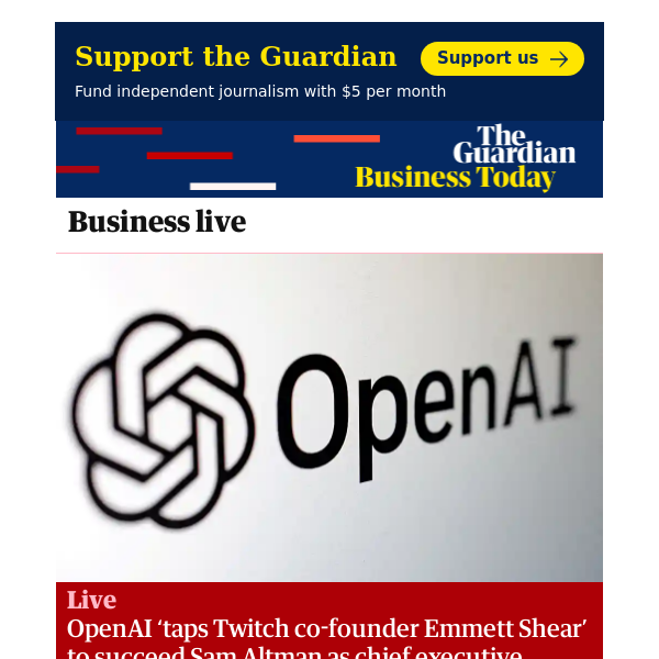 Business Today: OpenAI ‘taps Twitch co-founder Emmett Shear’ to succeed Sam Altman as CEO
