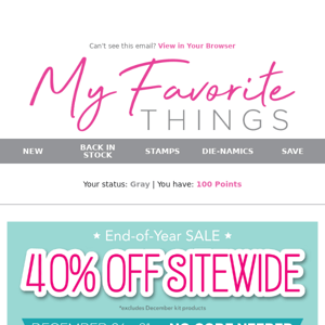 Enjoy 40% Sitewide Savings at the MFT End-of-Year Sale