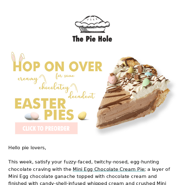 Stuff your chocolate rabbit pie hole 🍫🥧🐰