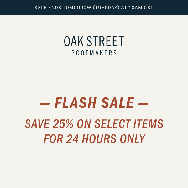 Flash Sale: Save 25% on Select Items