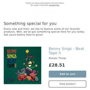 BENNY SINGS BACK IN STOCKS!