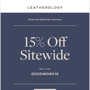 15% Off Sitewide Sale for Labor Day Ends Tomorrow