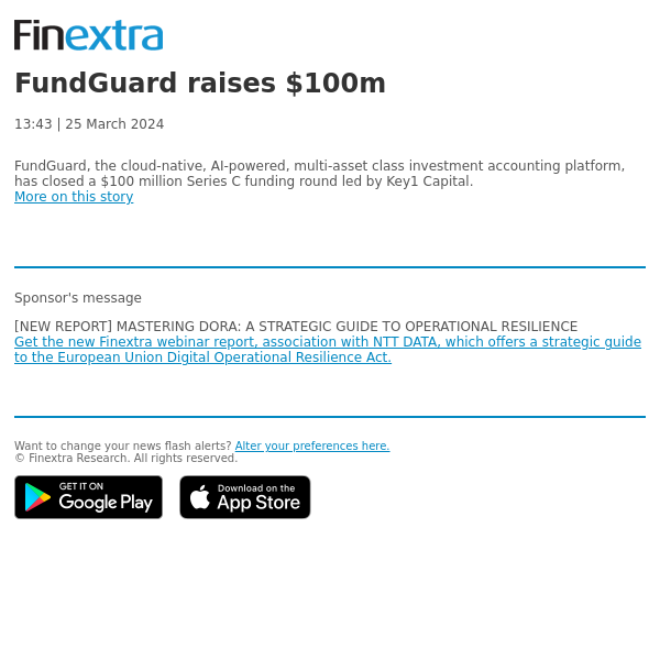 Finextra News Flash: FundGuard raises $100m